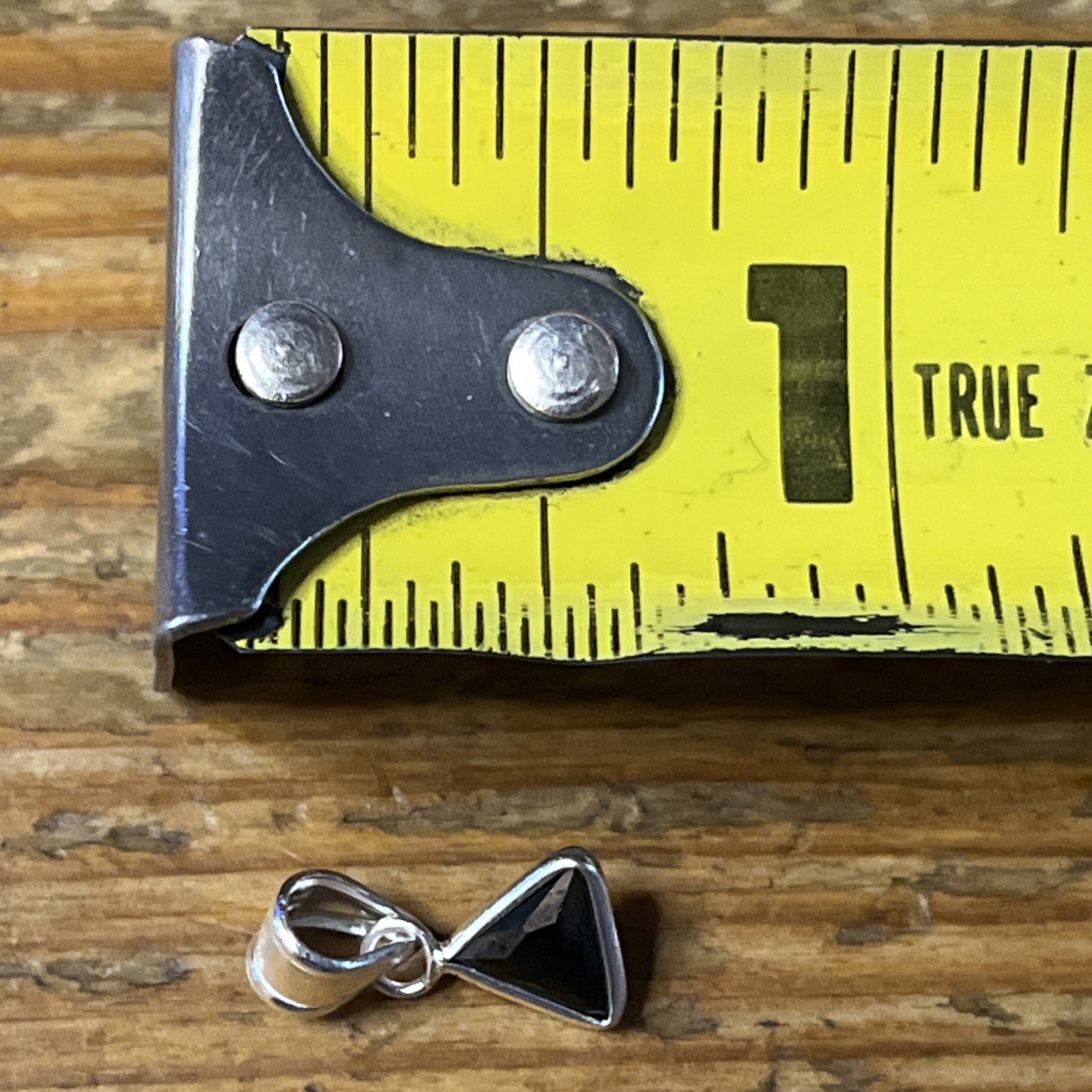 Sterling Silver 925 Black Triangle Pendant 3D Arrow 6mm Pyramid