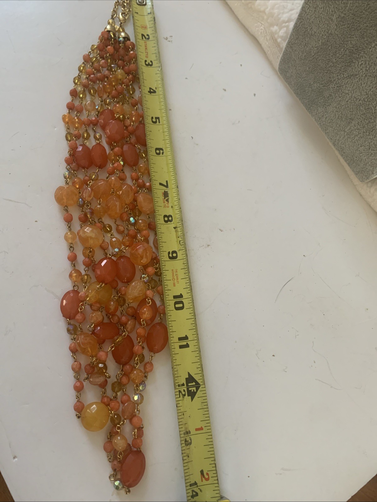 Joan Rivers Necklace Orange Amber Beads 5 Strands Various Lengths Very Good Cond