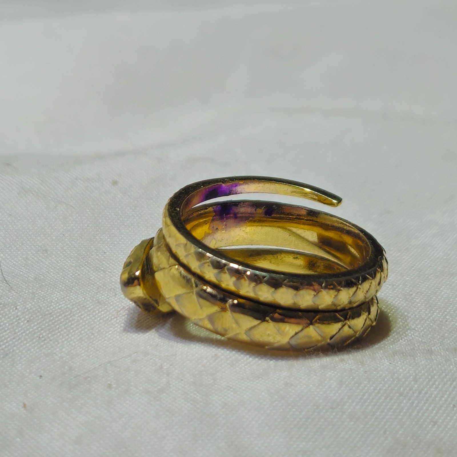 Antique Vintage Gold Tone Fancy Coiled Snake Ring From Estate Size 6.25