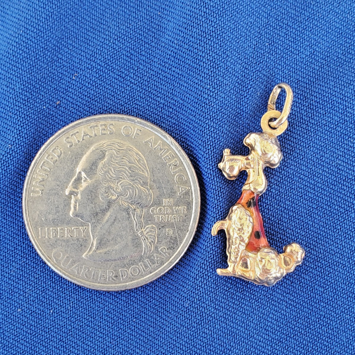 Original 14K GOLD Dog Pendant Exotic Rare Poodle Enamel Vest k9 Charm Medallion