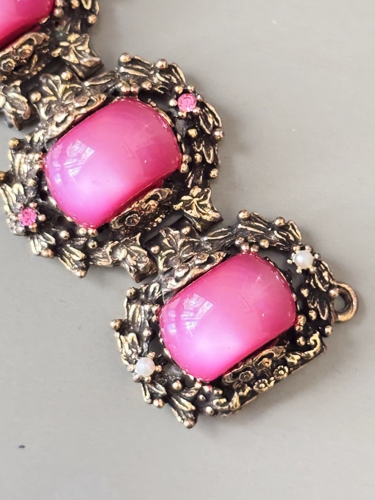 Vintage SELRO SELINI Baroque Necklace, Bracelet & Earring Set, Pink Moon Glow