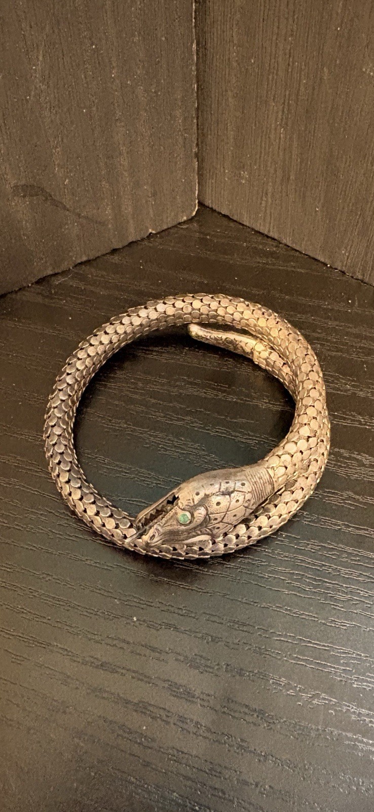 whiting & davis bracelet snake serpent sterling wrap mesh adjusts nice patina