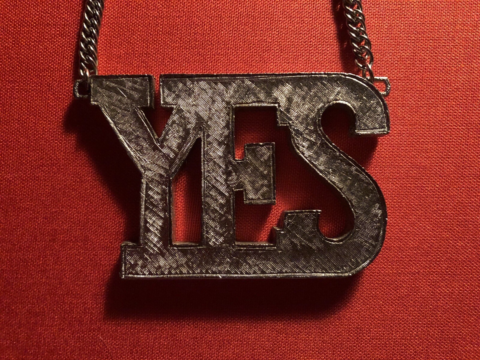 Vintage Bling “YES” Pendant 70’s Disco Affirmation Silver Tone Base Metal