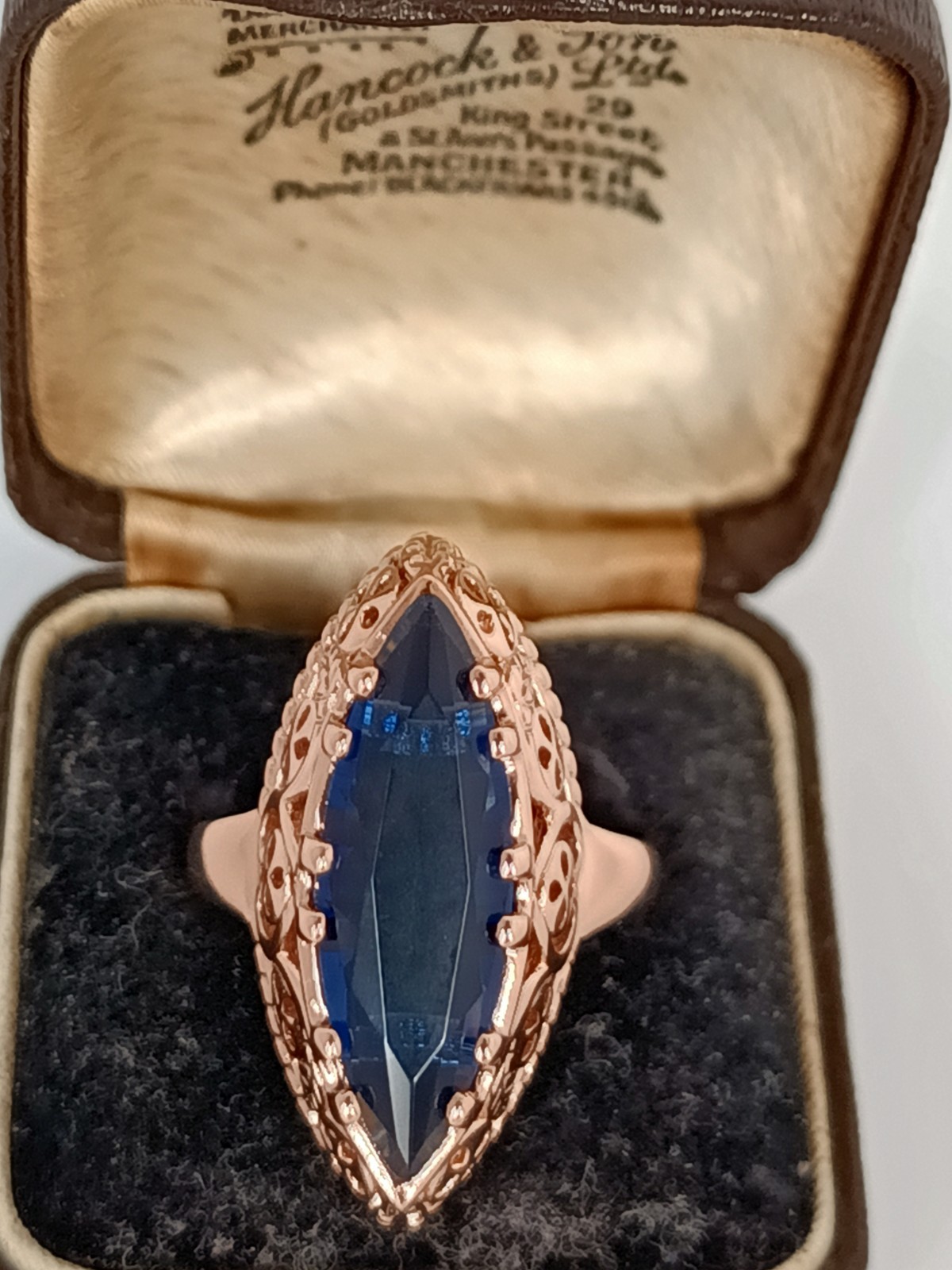 Vintage 1990-s 14 Ct Rolled Gold Sapphire Ring Size UK M US 6 Hallmarked!