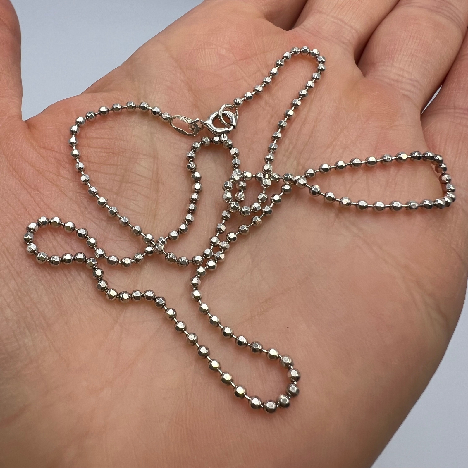 Vintage 925 Sterling Silver 15.7″ Ball Chain Necklace 3.56g Adult Unisex Gift