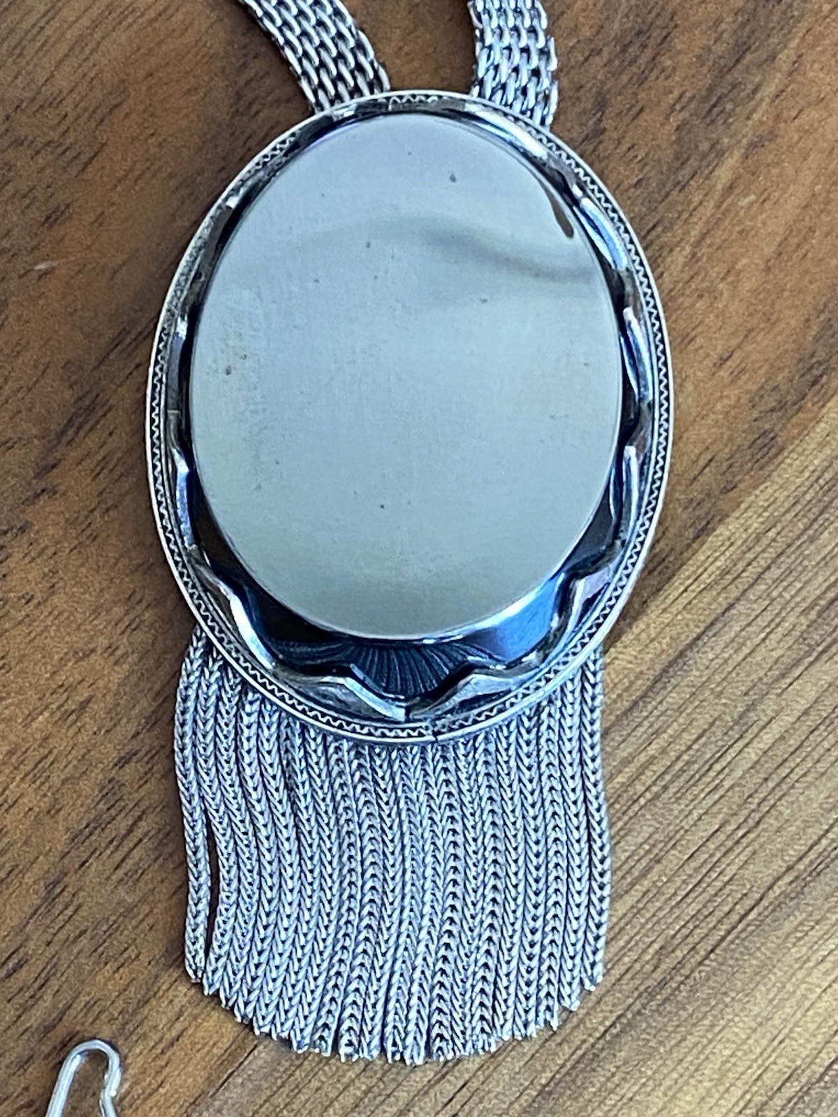 Whiting & Davis Vintage Hematite Faceted Oval Silver Tone Necklace