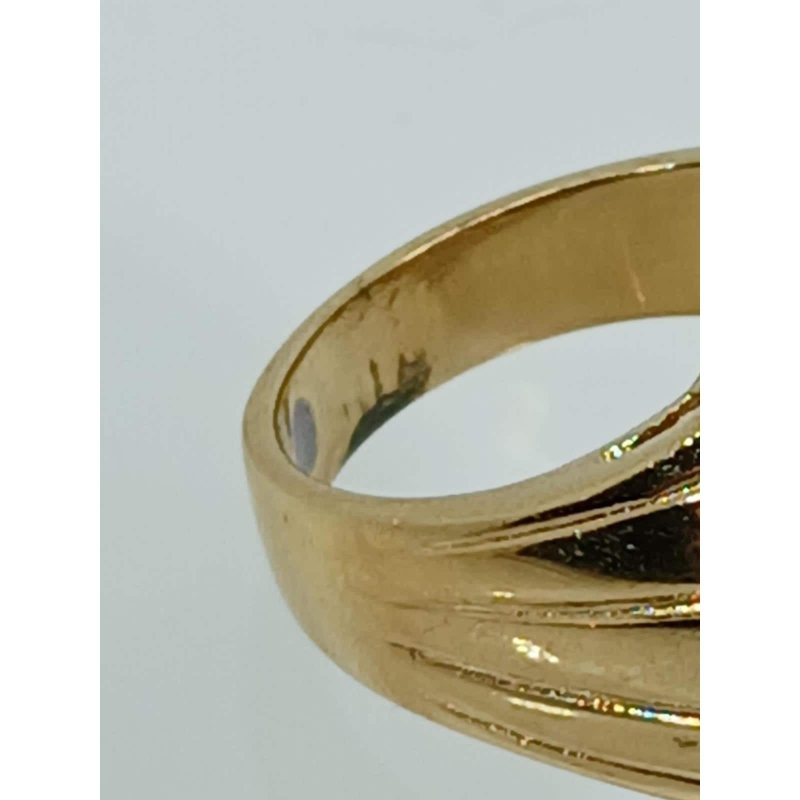 Vintage 1990s Gold Vermeil 925 Sterling Silver CZ Cluster Cocktail Ring Size 7