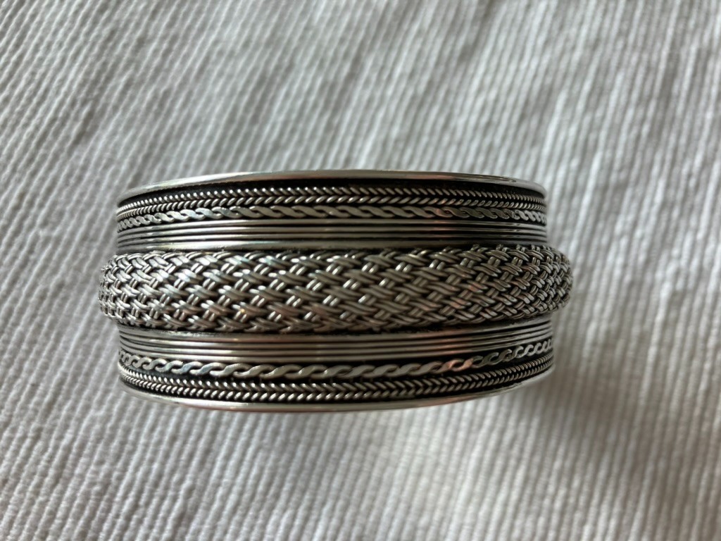 Vintage Sterling Silver Braided Cuff Bracelet ITALIAN