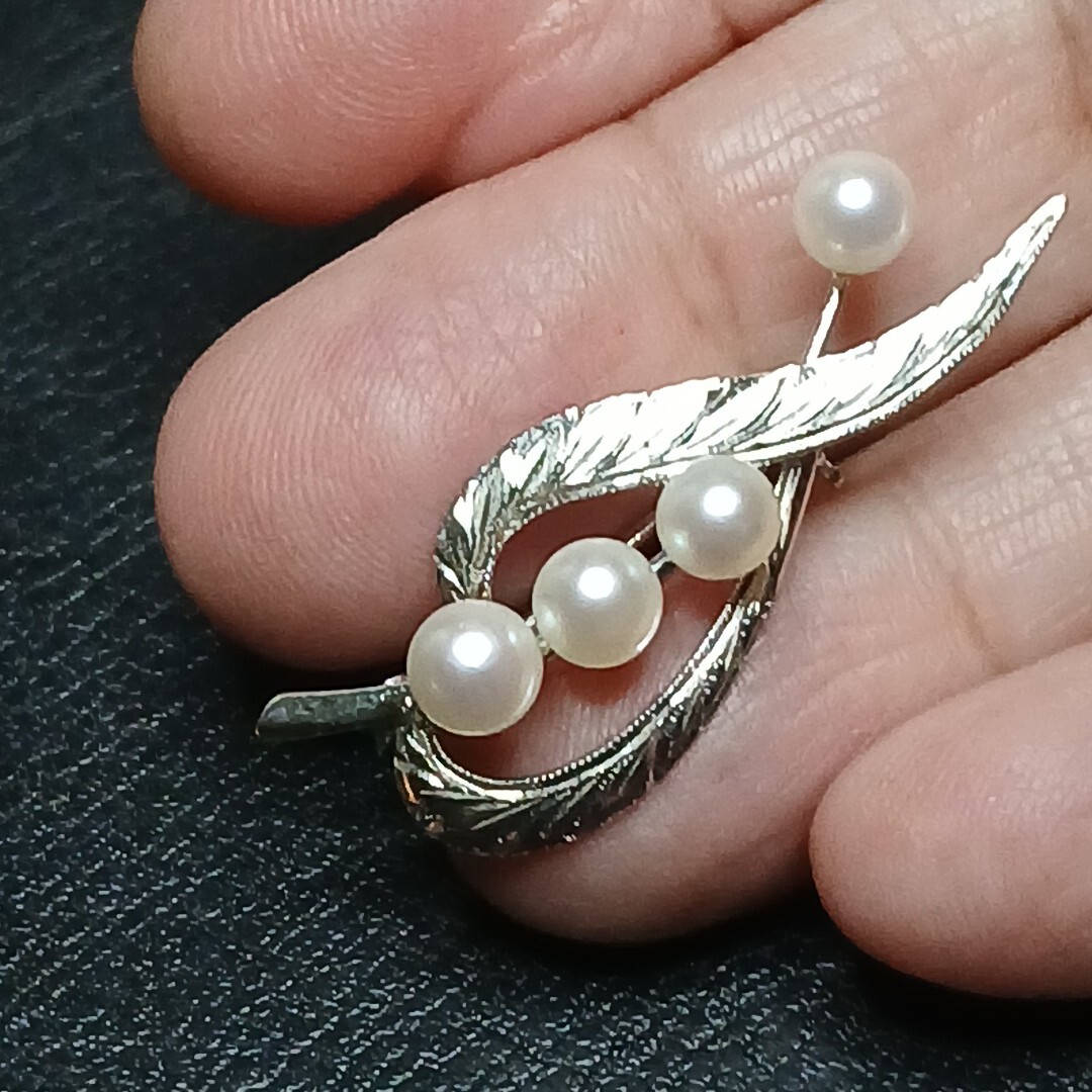 Vintage STERLING 925 Pin Brooch Faux Pearl. 11-786