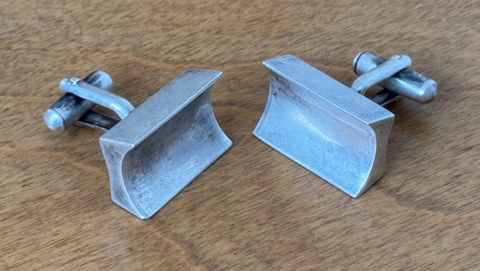 Antonio Pineda Taxco Mexican Modernist Sterling Silver 925 cufflinks Vtg Rare