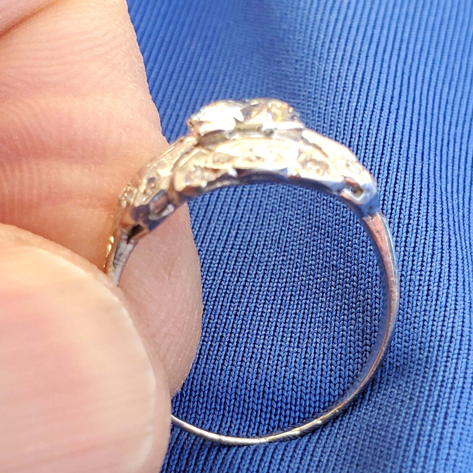 Original EARTH MINED DIAMOND Art Deco Engagement Ring Vintage PLATINUM Solitaire