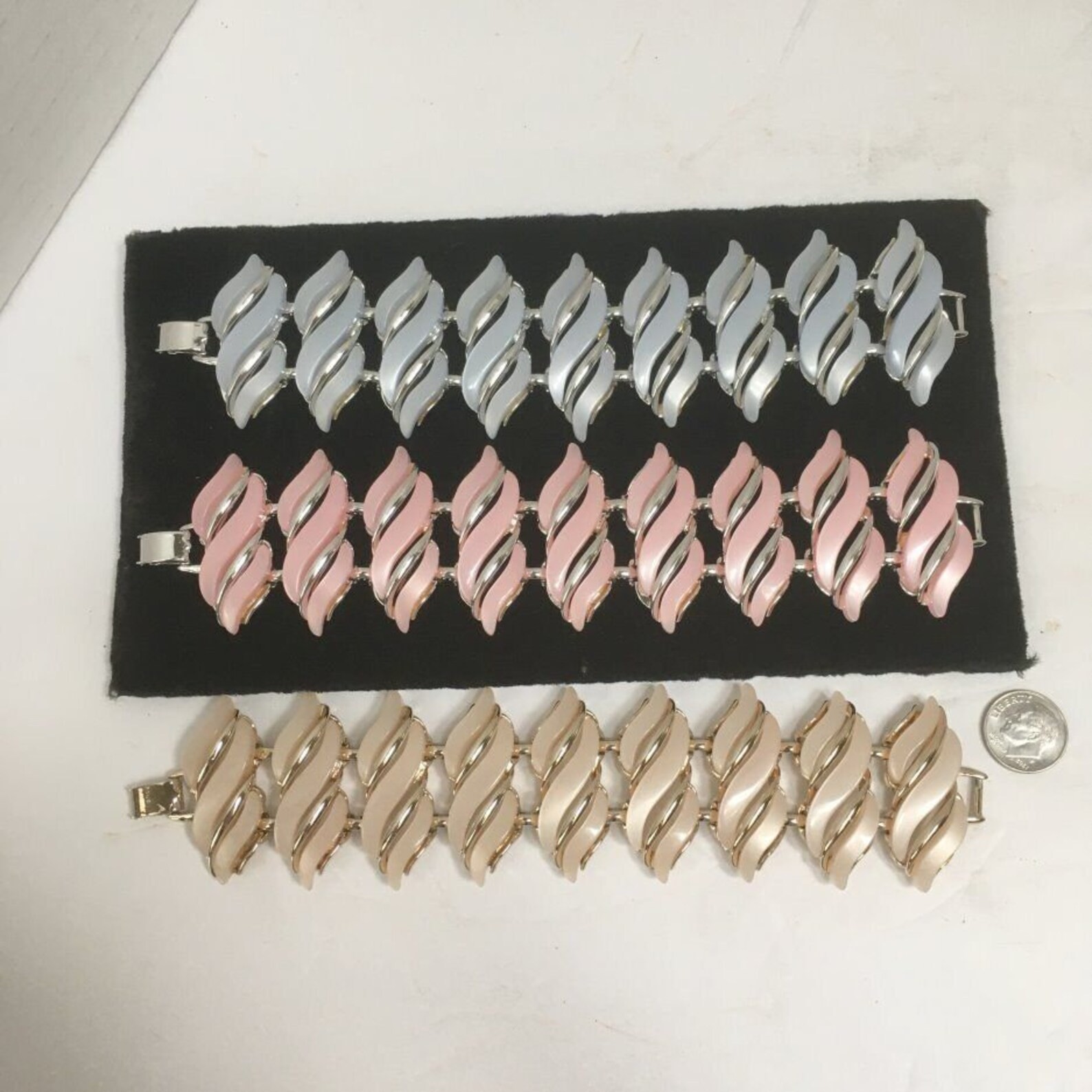 Wide Signed CLAUDETTE Pastel Thermoset Bracelet Vintage Jewelry New MCM CHOOSE