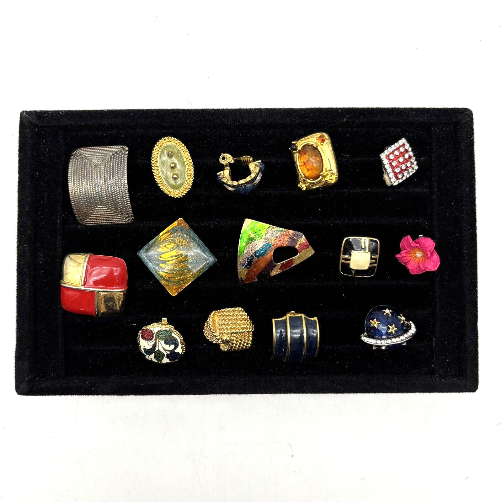 Lot of 14 Mismatched Assorted Cocktail Clip On Huggie Earrings