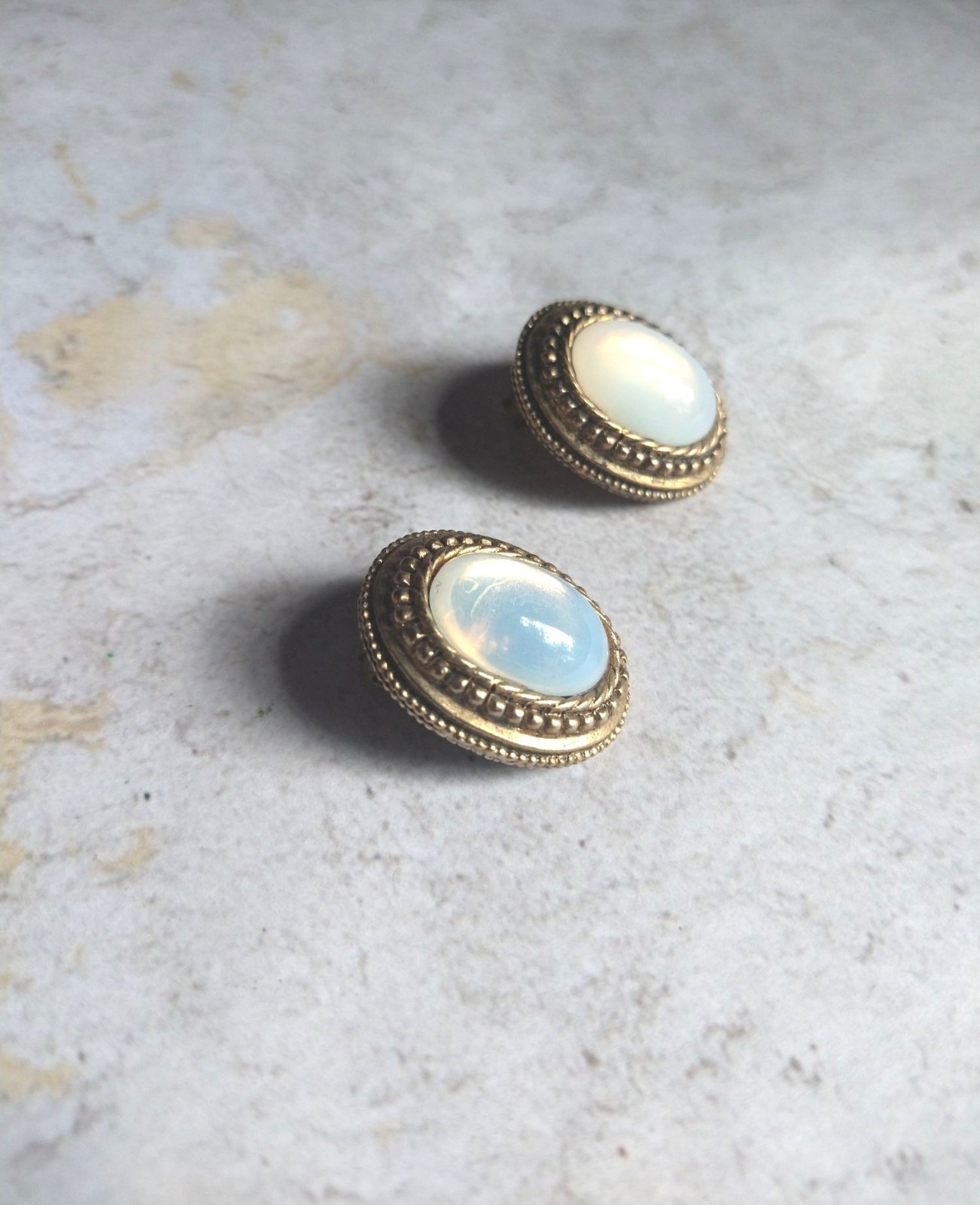 Hollycraft Vintage Moonstone Clip On Earrings
