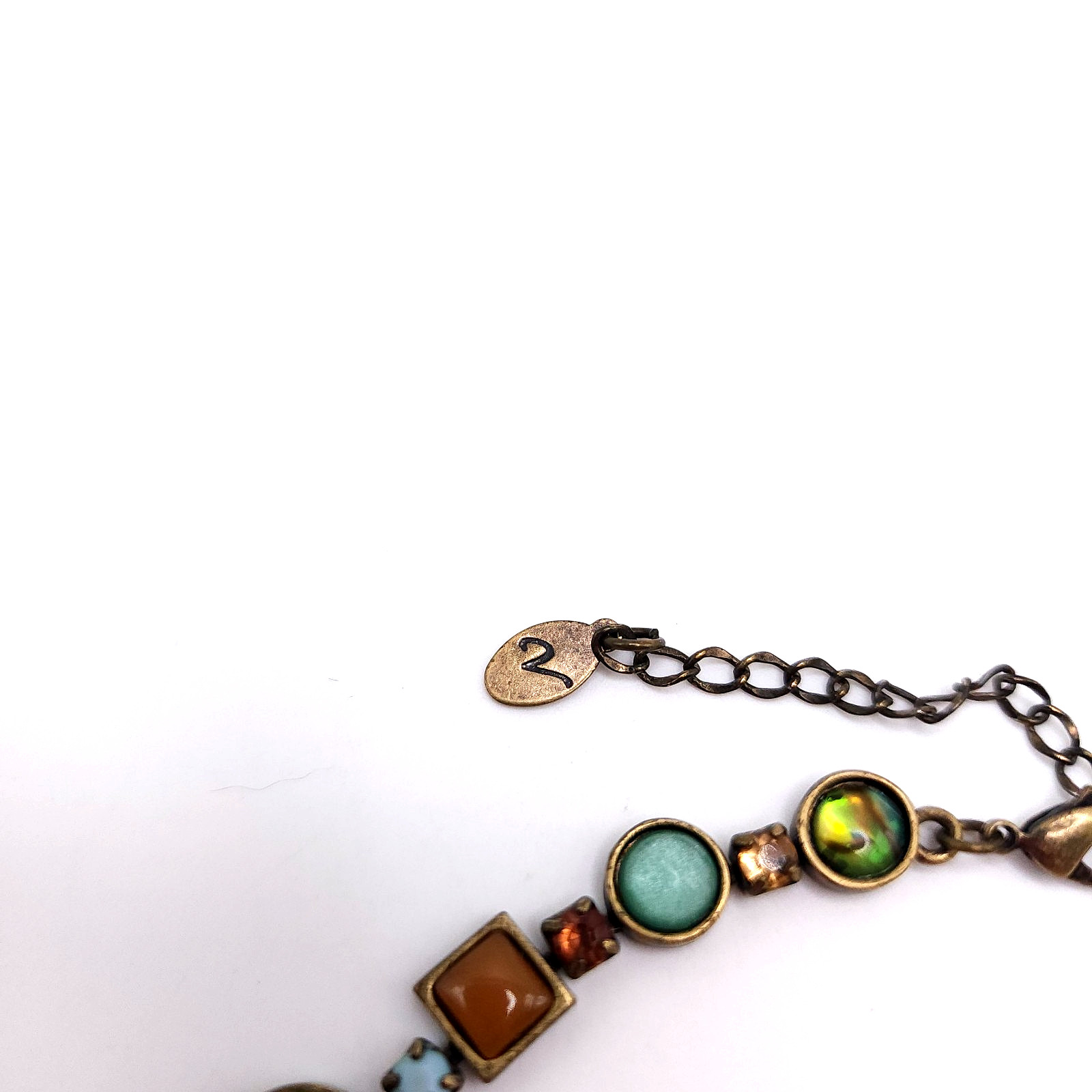 Vida Jewels Necklace Multi Stone Collar Gold Tone Boho Statement Signed 16-18in