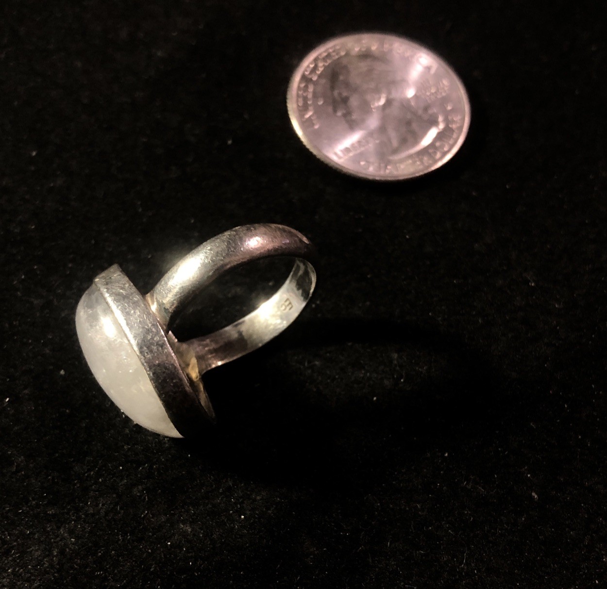 925 Sterling Silver Ring White / AB Stone 6.8 grams Size 7.25
