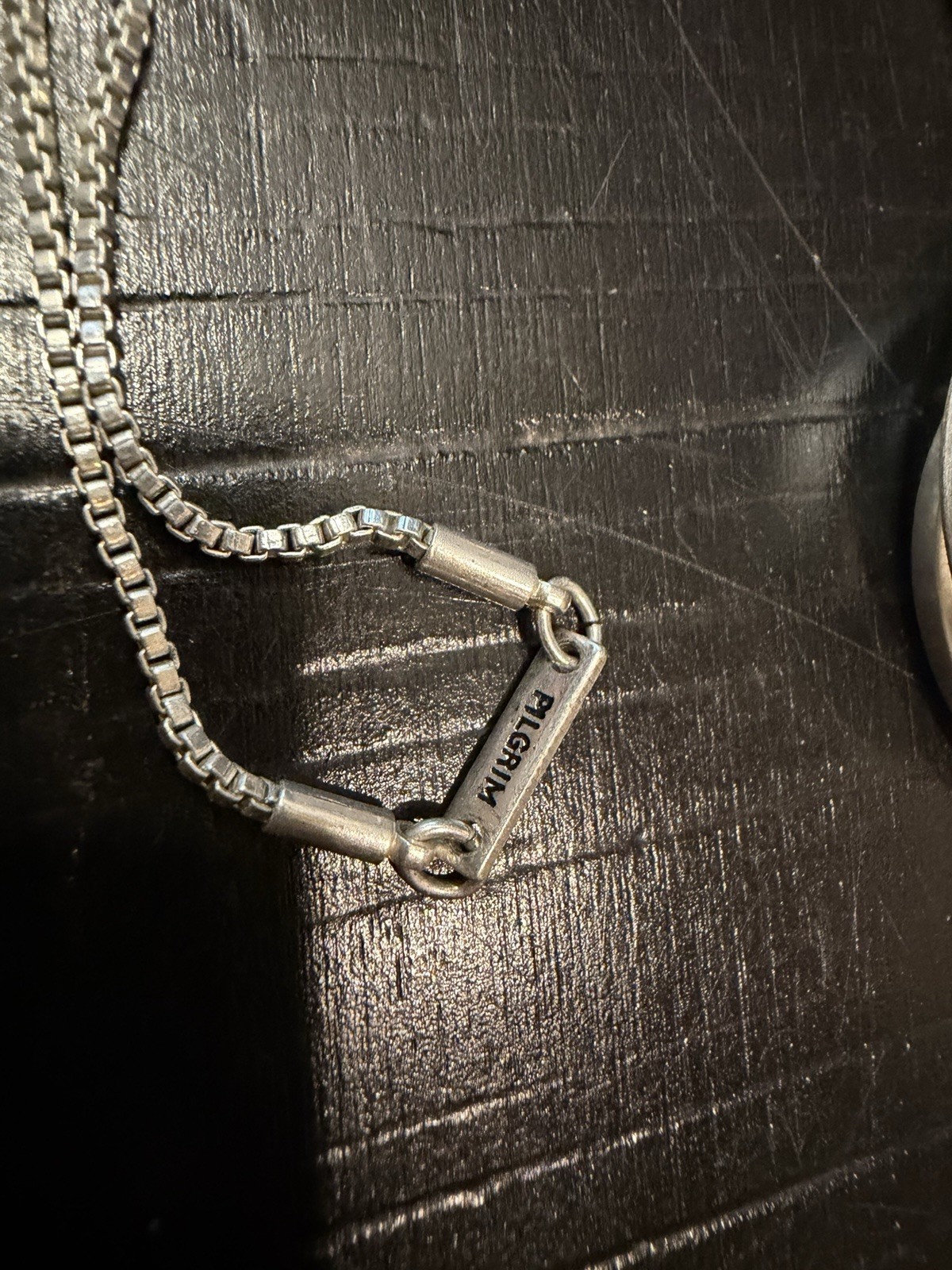 Vintage Pilgrim necklace with silver plated On Brass Rings Circle Pendant