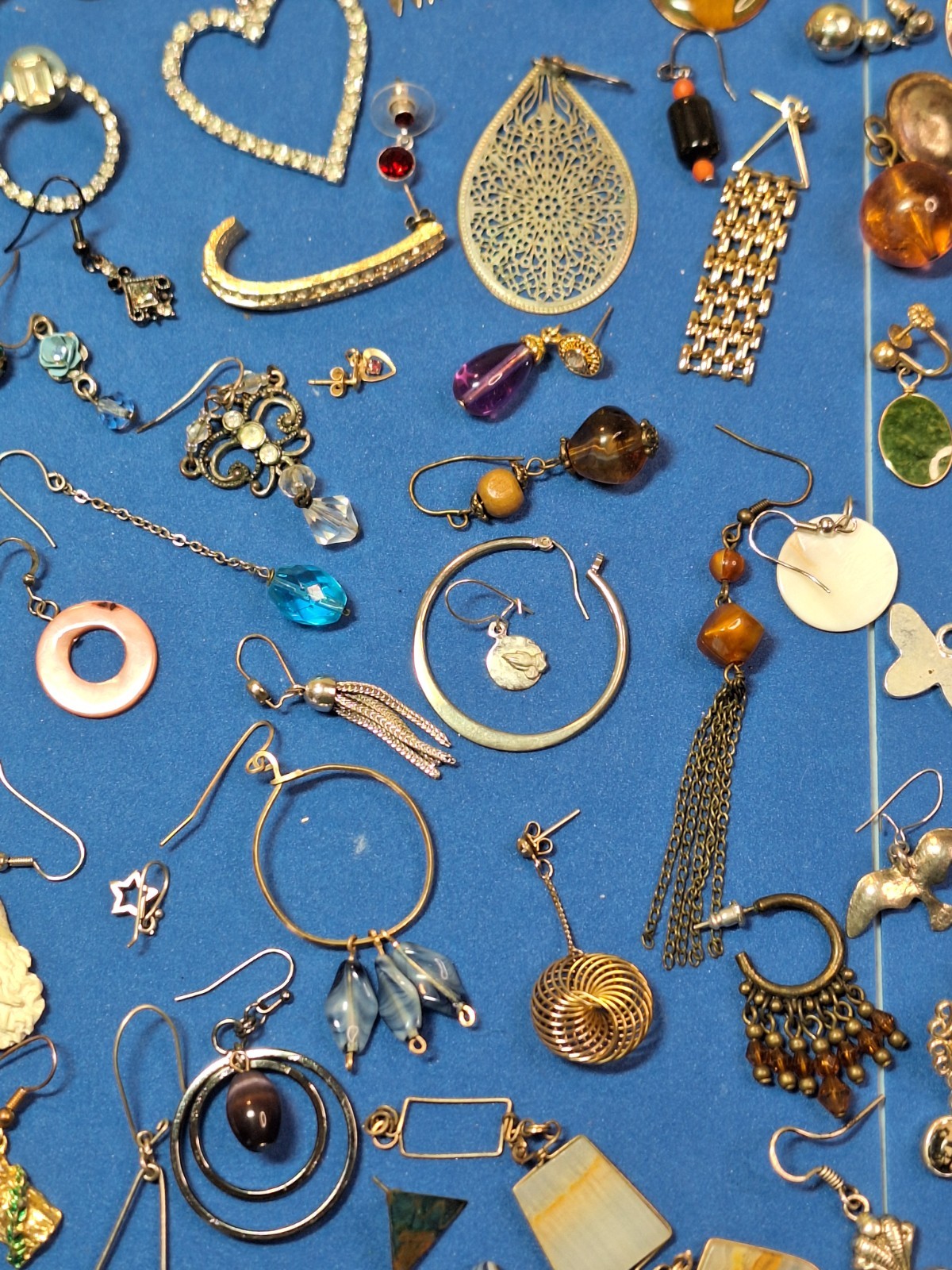 129 pc Single Pierced Earring Lot Rhinestones Dangles Animals Crafts Over 1-lb