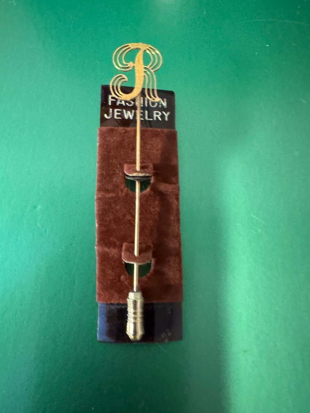 Hat Pin Letter R Stick Pin Gold Tone Vintage Costume Party Jewelry Accessories