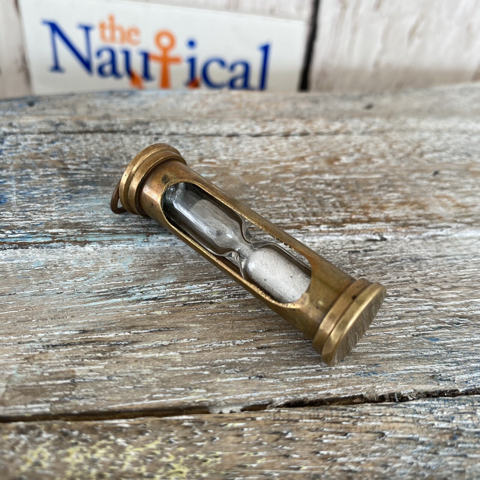 Antique Finish Brass Hourglass Sand Timer – Vintage Style – Nautical Pendant