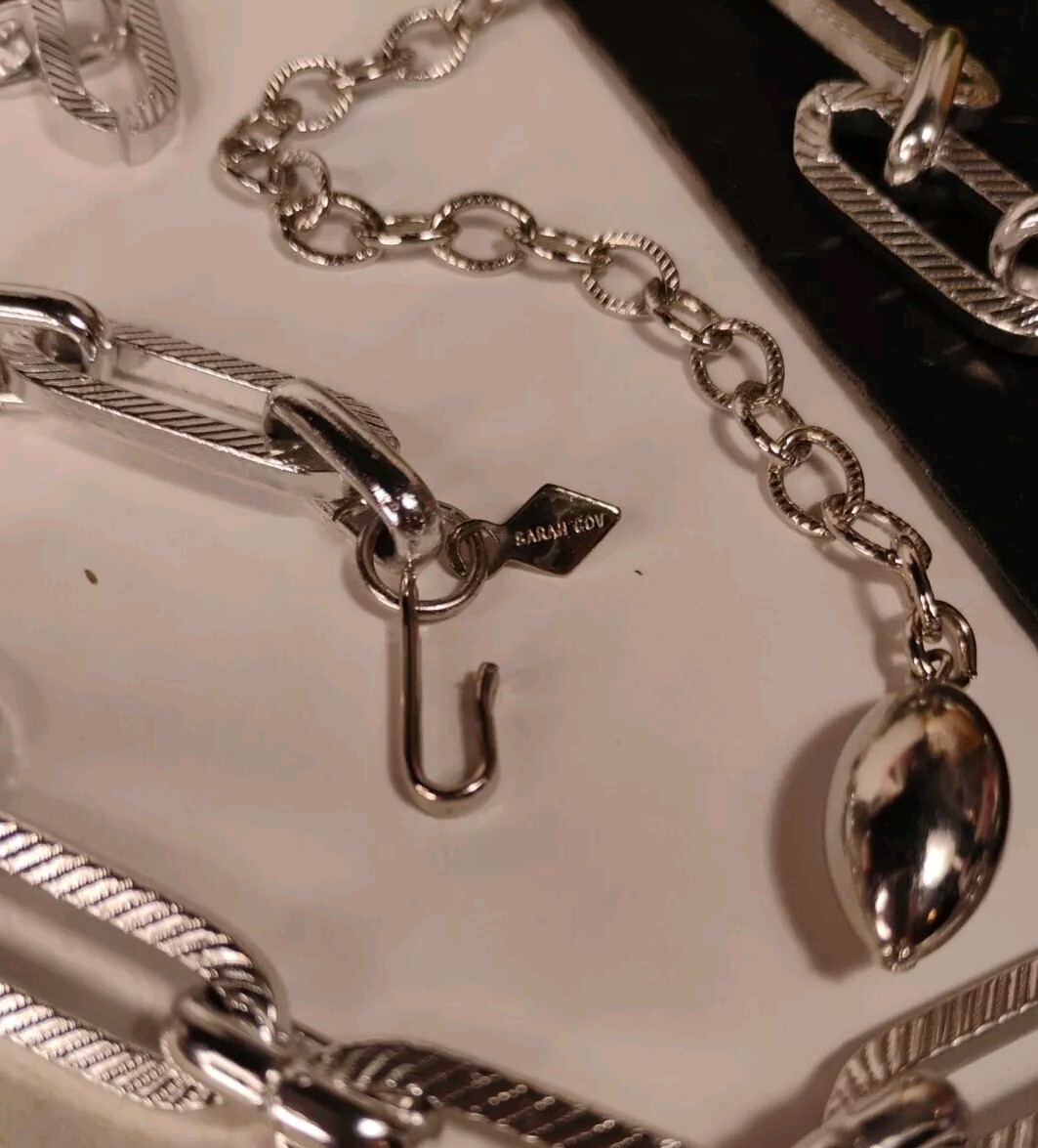 Vintage SARAH COVENTRY Silver Tone Link 28″ Chain Necklace (or Belt), Signed!