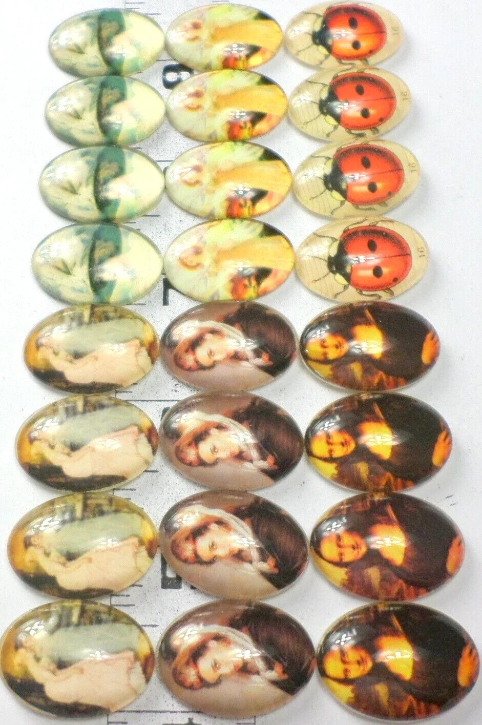 24 w/ 6 Different 25x18mm Glass Colorful Women Angels Mona Lisa Cameo Cabochon
