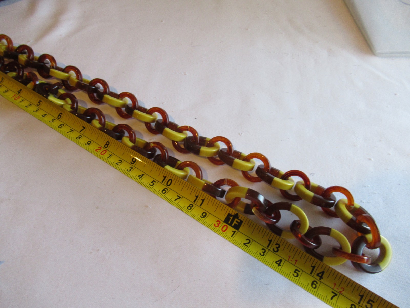 Pono signed Italy link acrylic resin faux amber necklace