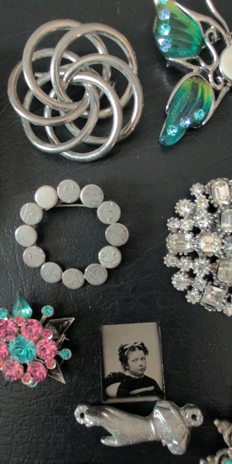 Vintage Mid Century Mod Estate Jewelry Lot Brooch Earrings Larimar Bracelet Doll