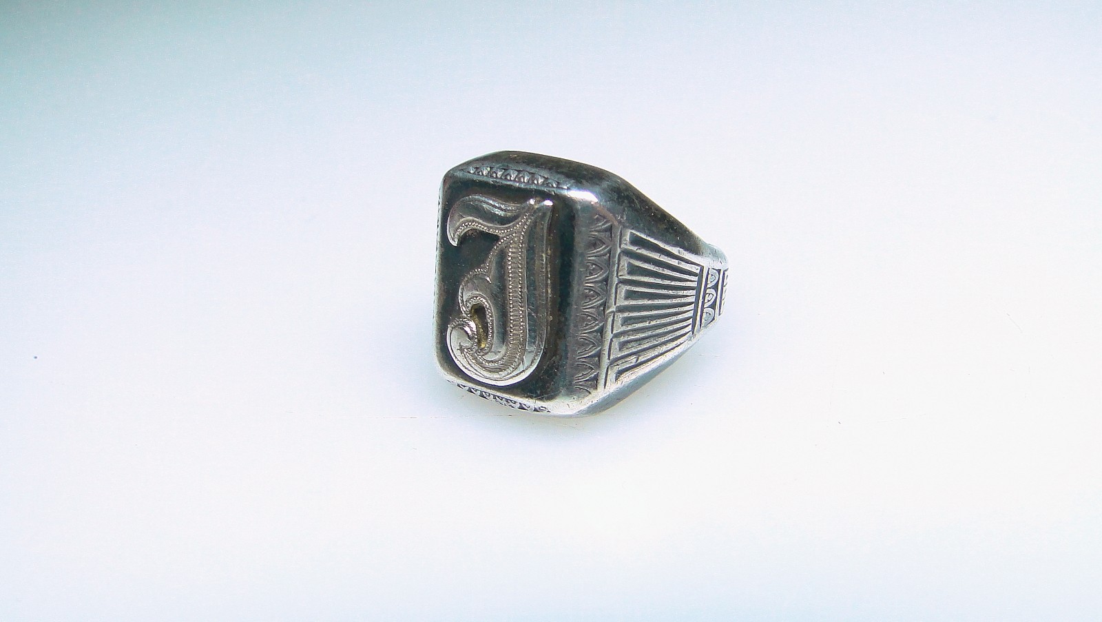 Vintage Sterling Art Deco Signet Initial Ring Size 5 Pinky Ring