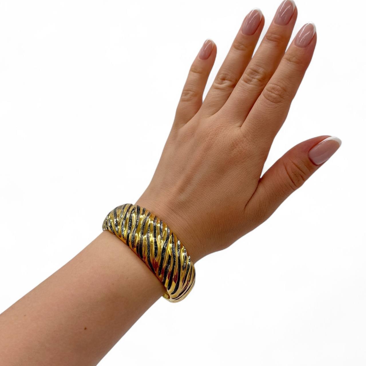 Vintage YSL Robert Goossens Gold Tone Zebra Cuff Bracelet France