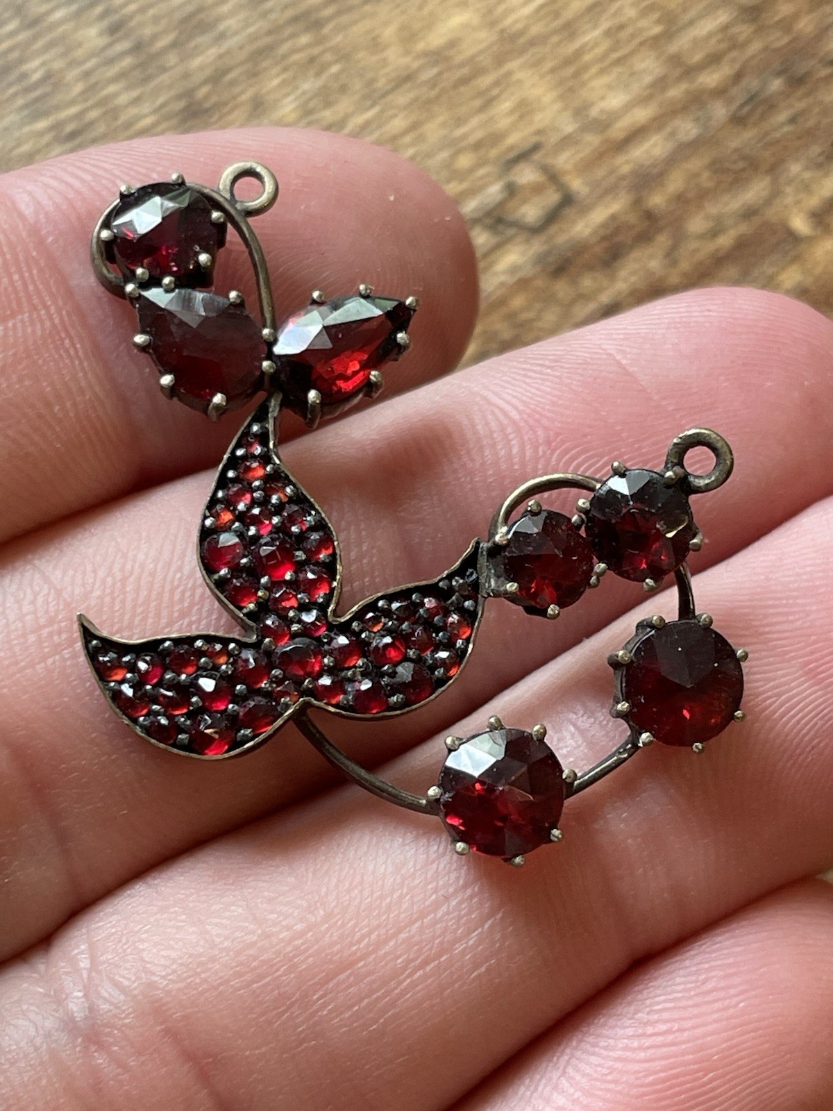 Antique Victorian Bohemian Rose Cut Garnet Pendant 1.5 Inches! Beautiful!