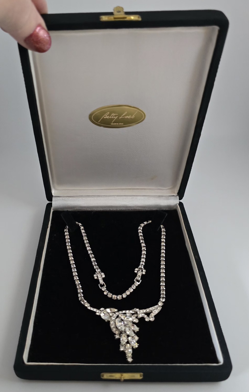 VTG KRAMER STATEMENT MARQUISE CRYSTALS NECKLACE CHOKER☆BRIDAL/ANNIVERSARY☆EC☆17″