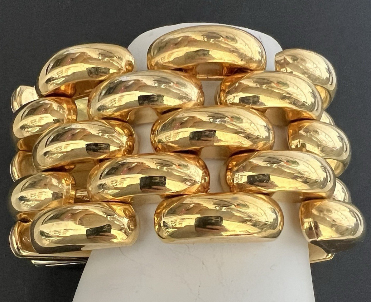 Vtg Italian Bracelet Brev. Pat. gold Plate 1960s Mid Century 8″ (CLASP DAMAGED)