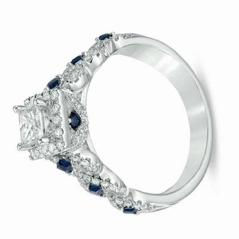 2Ct VVS1 Princess Cut Lab Created Diamond Anniversary 14k White Gold Finish Ring