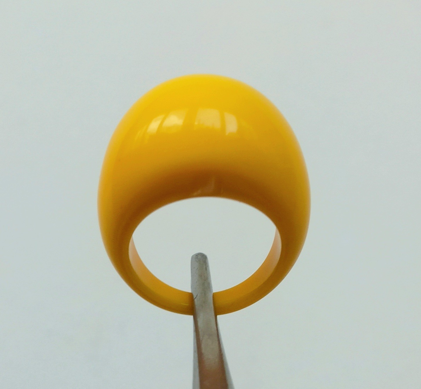 Summer Ring № 167 Lucite Acrylic Plastic Dome Ring Yellow Color Size 8