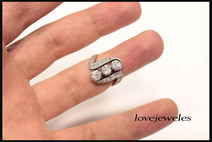 1.20CT Lab-Created Round Cut Diamond 3 Stone Vintage Ring 14K 2-Tone Gold Finish