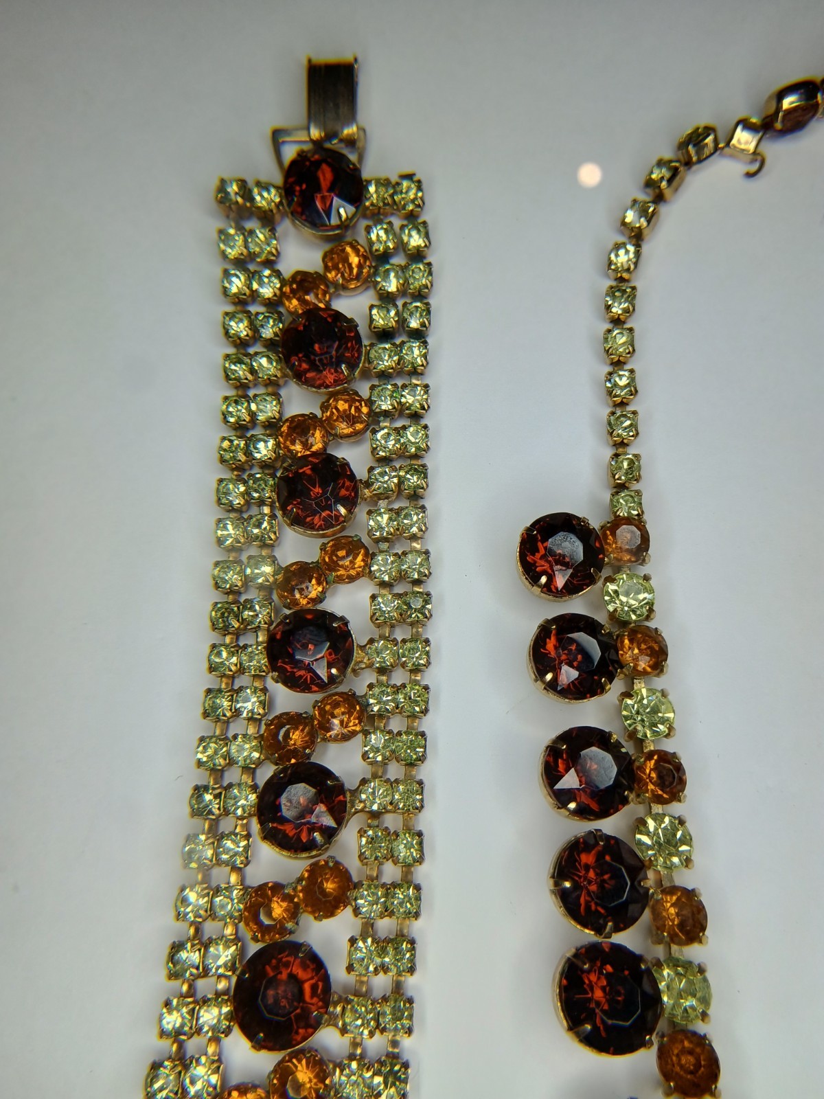 Vintage Brown Rhinestone Bracelet & Necklace Set 1950’s 1960’s