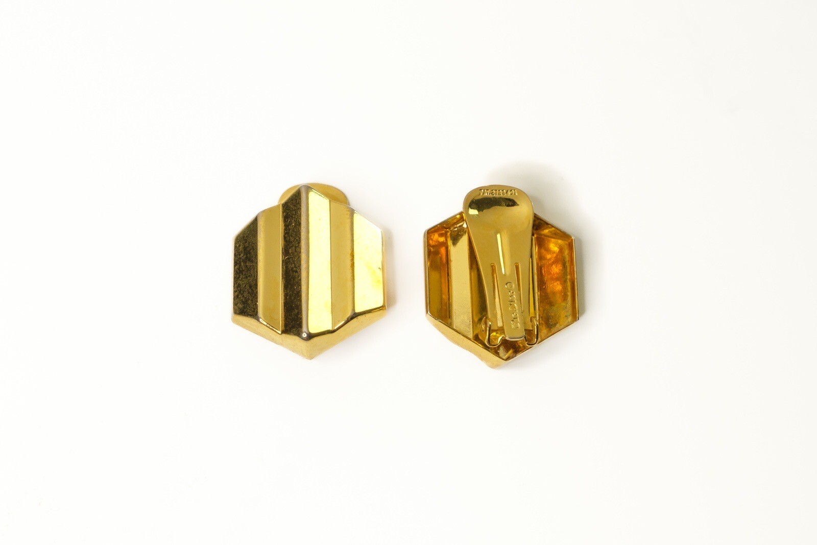 Dior Women Yellow Gold Art Deco Style Hexagon Clip-on Earrings