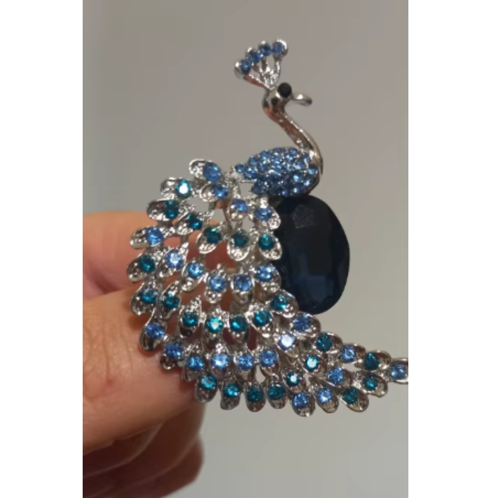 Vintage Style Peacock Bird Rhinestone Crystal Cyan Bird Brooch Pin Pendant Gift