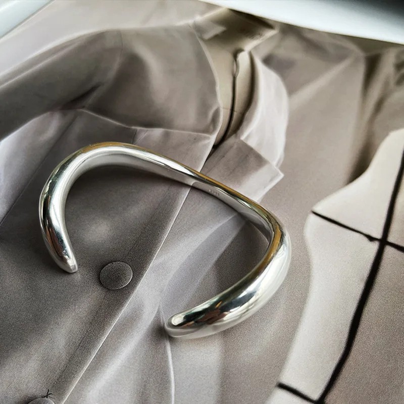 Elegant 925 Sterling Silver Bracelet Retro Vintage Open Bow Bracelet for Women
