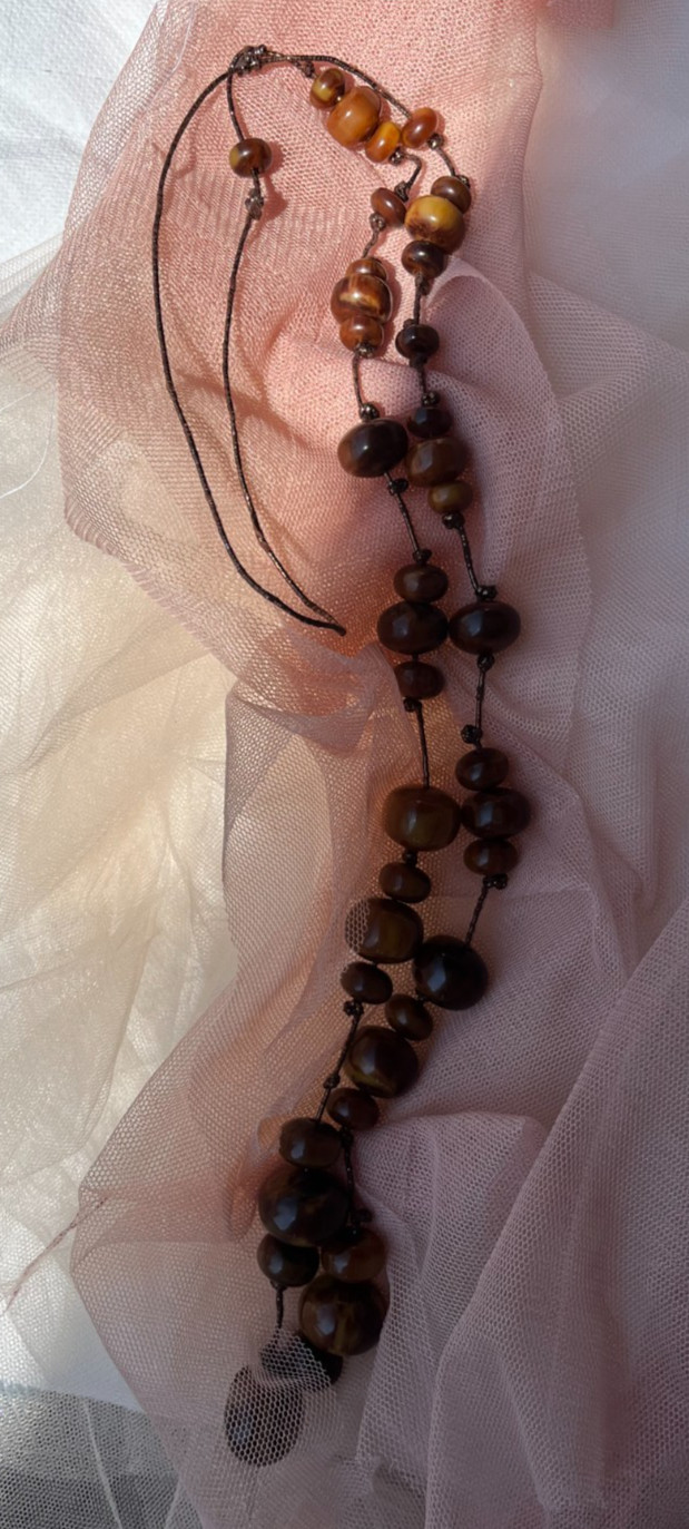 Vintage Butterscotch Egg Yolk Amber Bakelite Tortoise Shell Imitation Bead Neckl