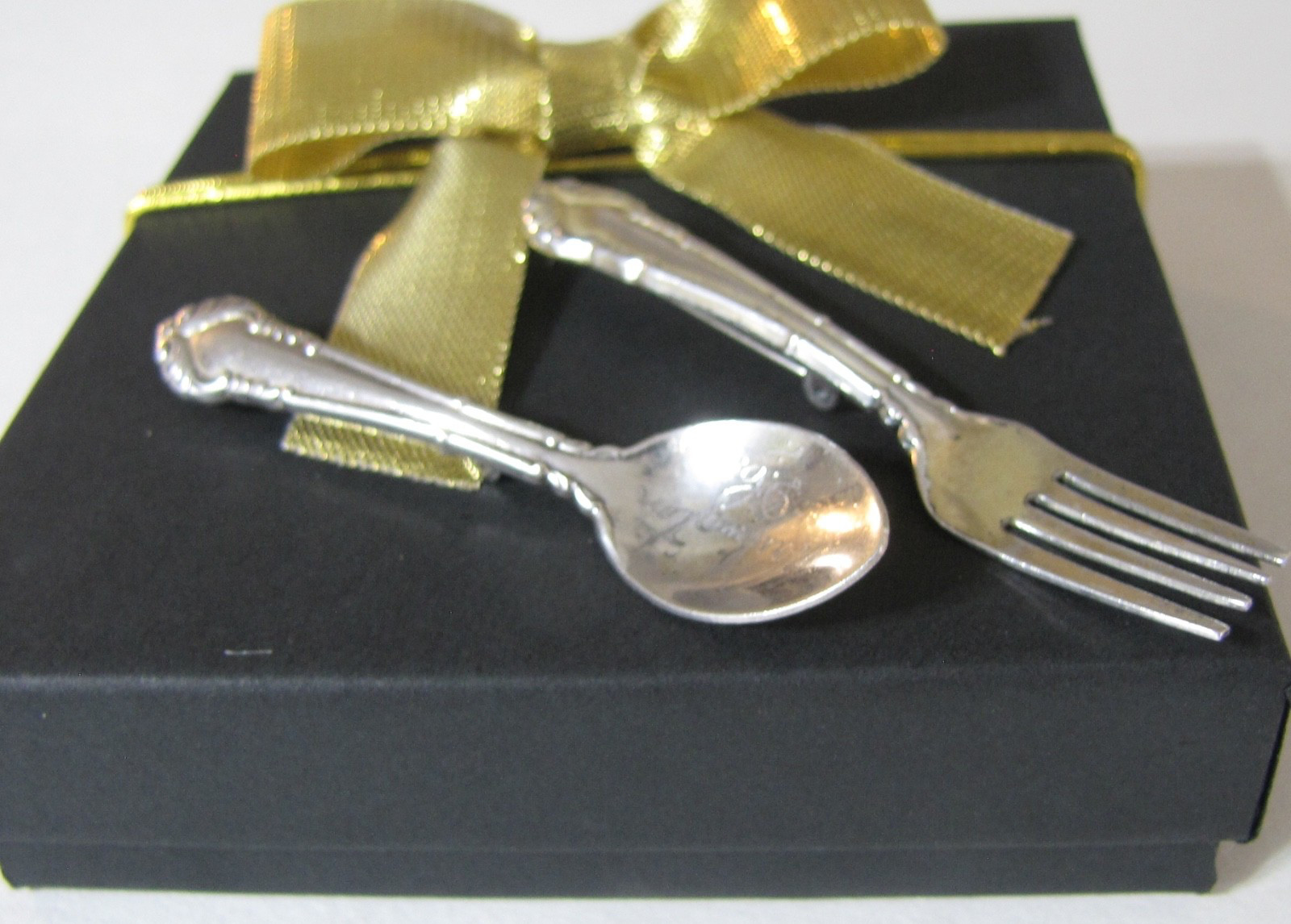 Vintage Sterling Silver Spoon Fork Brooch Pin Set Washington DC Souvenir 2.5″ SB