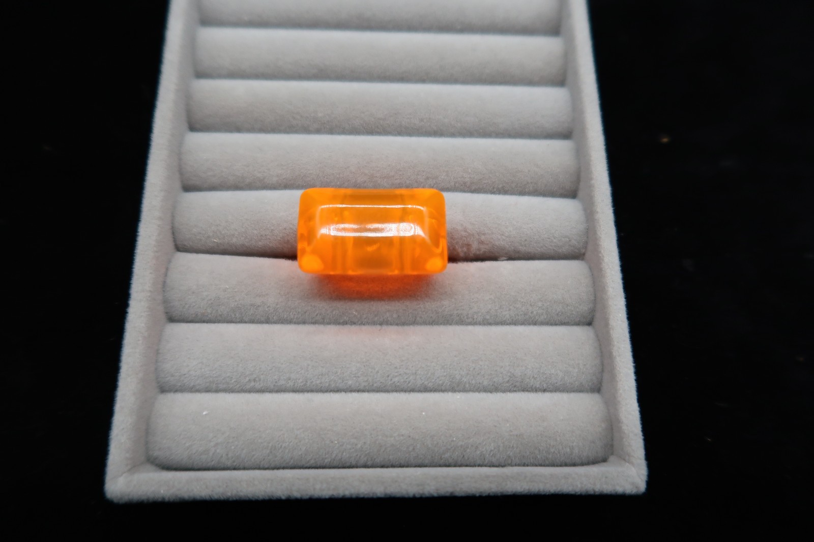 Vtg 60’s Orange Mod Acrylic Resin Glow in the Dark Ring Retro Fashion Size 5.5