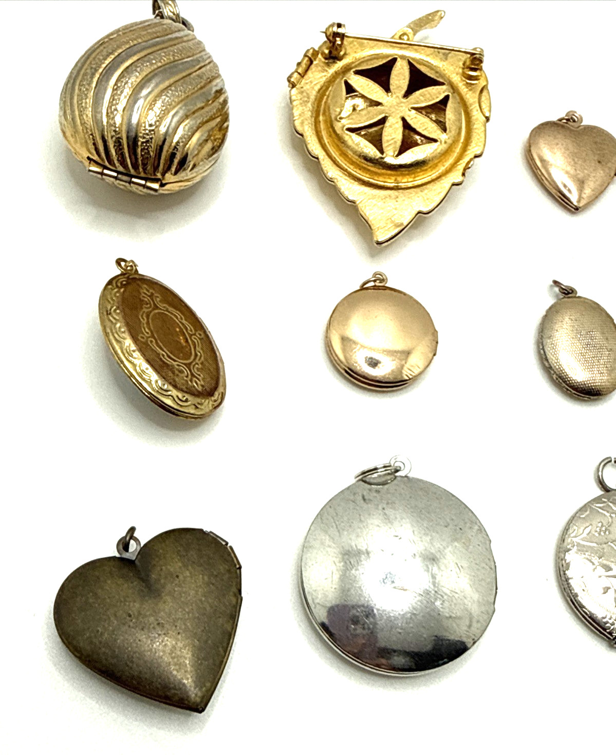 Vintage to Now Jewelry Pendant & Charm Lockets Gold & Silver Tone Lot of 12