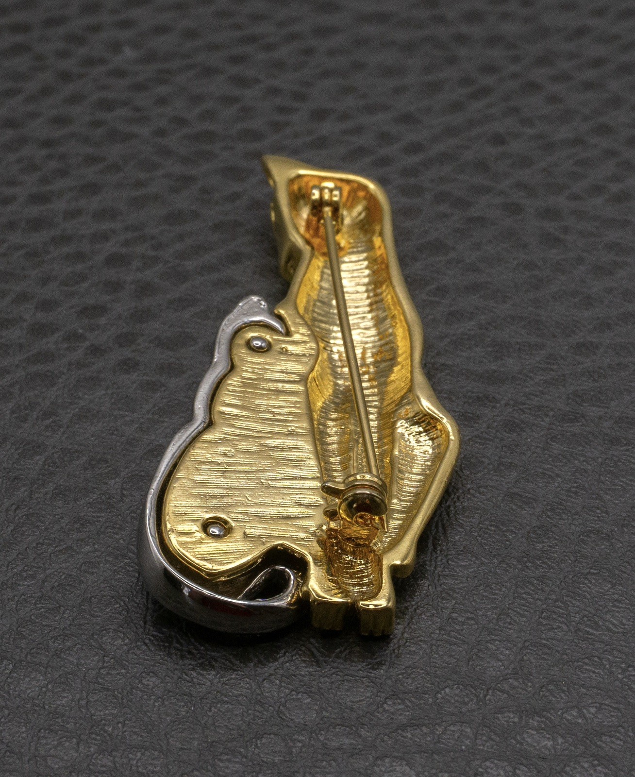 Vintage 2” Silver & Gold Tone Siamese Cat Brooch Pin 2 Cats – Mom & Kitten