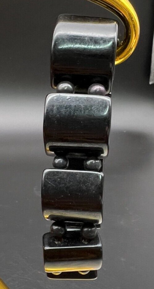 Vintage Thick Black Bakelite Stretchy Bracelet Tested 30g