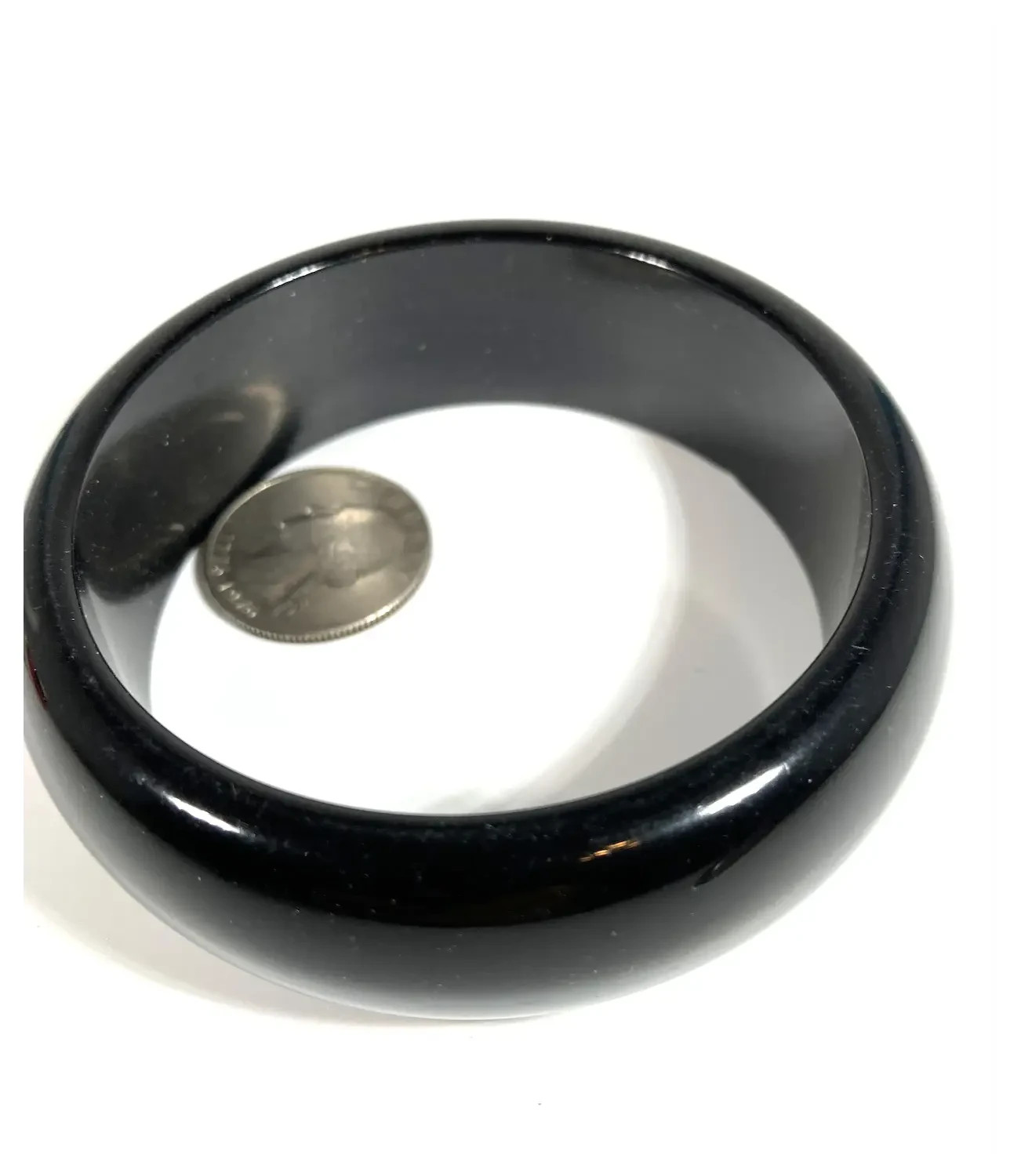 Avon Luminesque Moonglow Lucite Pearly Dark Charcoal Grey Bangle MIB 1977