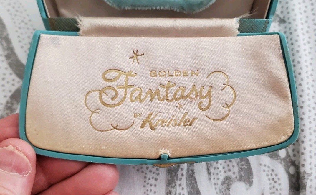 Scarce Vintage Kreisler “Golden Fantasy” Turquoise Ornate Jewelry Box