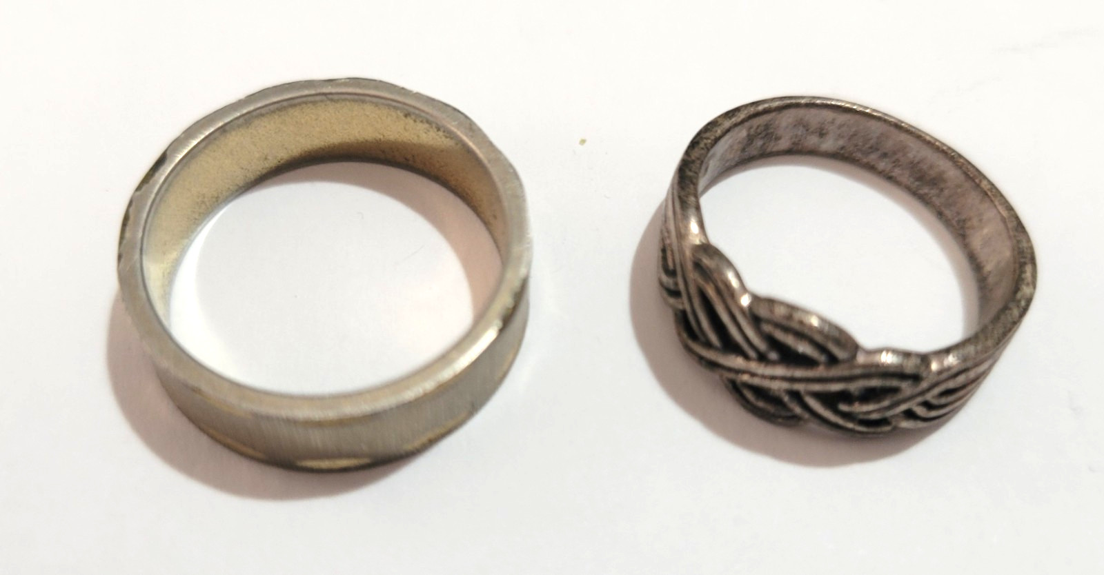 2 Vintage Rings-1 Sterling Silver 925 w/Woven Braid Design size 7, Other Size 9