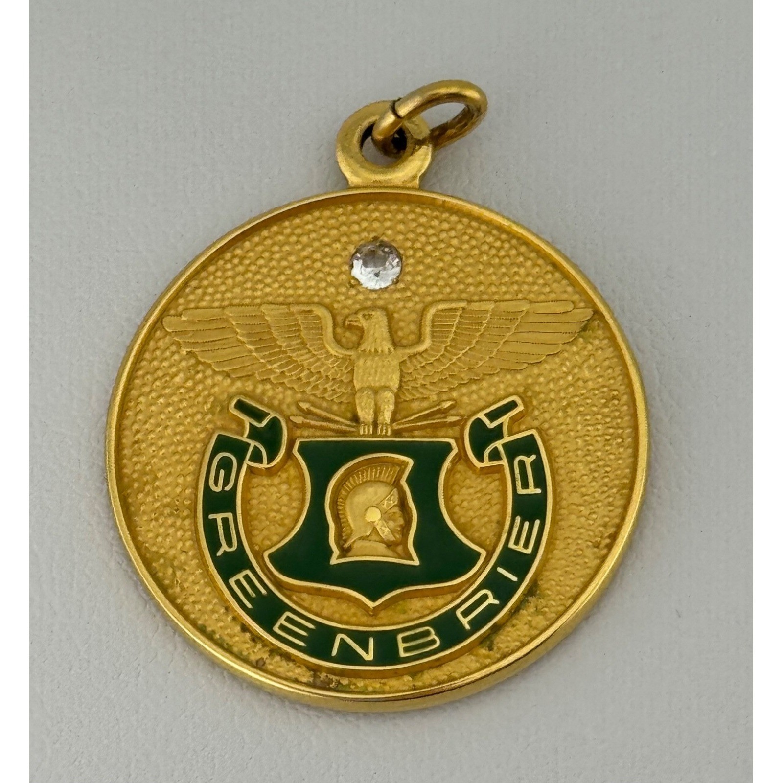 Vintage Greenbrier Military School Gold Filled GF Enamel Pendant Lewisburg WV